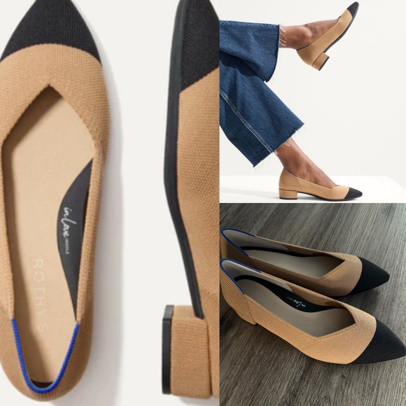 Rothy's Shoes - NWOB Rothy's Tan and Black Short-heeled Flats